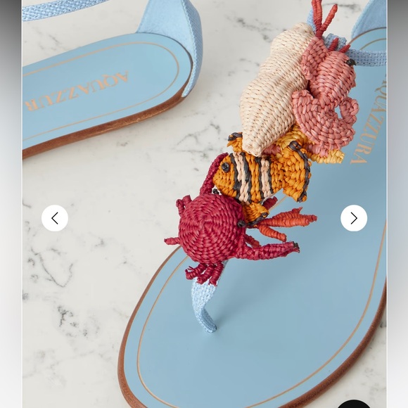 Aquazurra Gypsea Sandals sea creatures fish coral crab 🦀🐚🐟🌊☀️ 36 NIB $875